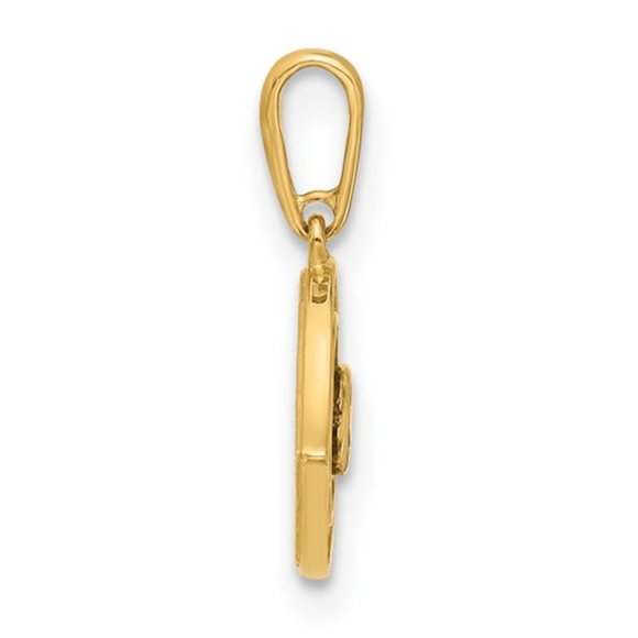 14k Yellow Gold Mini Evil Eye Necklace Charm Pendant with blue & white CZ Stones - Picture 4 of 6